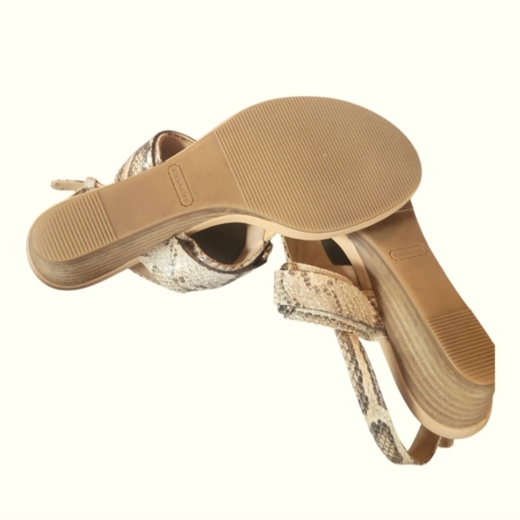 Coach Women's Danielle Wedge Thong T Strap Snakeskin Embossed Sandals Sz 7 1/2 B - Picture 9 of 11